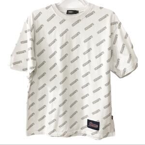 Charm's White Black Logo Korean Streetwear Short Sleeve T-Shirt Tee Large
